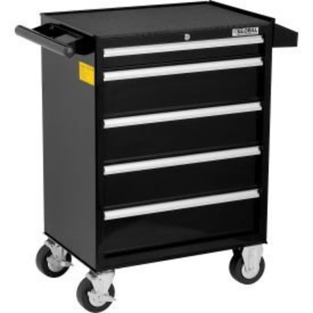 GLOBAL EQUIPMENT Global Industrial„¢ 26-3/8" x 18-1/8" x 37-13/16" 5 Drawer Black Roller Tool Cabinet W26-5XL BLACK